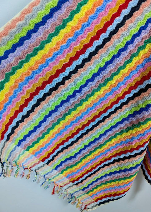 Limited Edition Rainbow Ripple Turkish Towel – Plush, Colorful, 100% Cotton Bath & Pool Towel (35" x 70") - The Bali Market